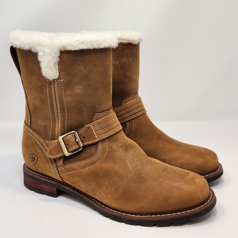 Ariat Savannah Sherpa Lined Winter Boot Women Size 8.5 B Carmel Tan Waterproof